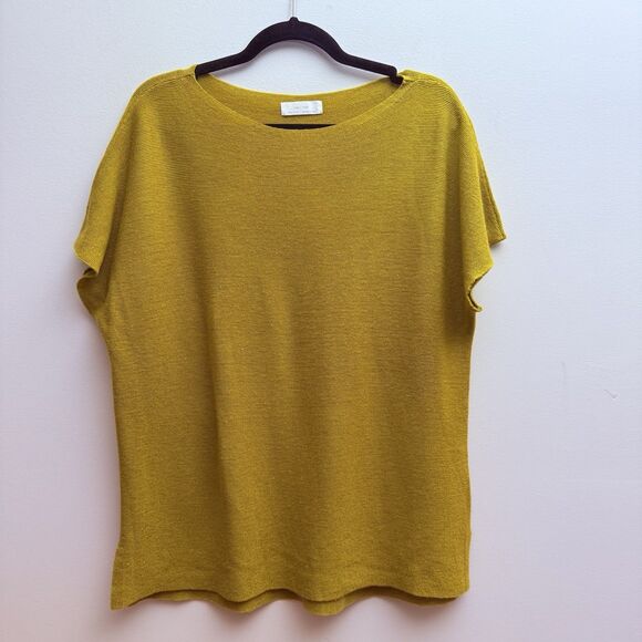 Oak + Fort Tops - Oak + Fort Mustard Yellow Knit Wool Blend Drop Shoulder Boxy Top Women’s Medium